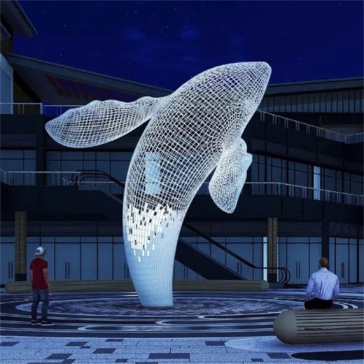 天津不锈钢镜面海豚雕塑