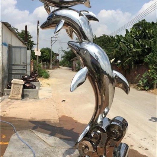 上海不锈钢镜面海豚雕塑