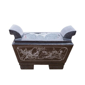 石花瓶長(zhǎng)方香爐寺院寺廟佛堂祠堂墳?zāi)鼓沟鼗◢弾r石雕香爐