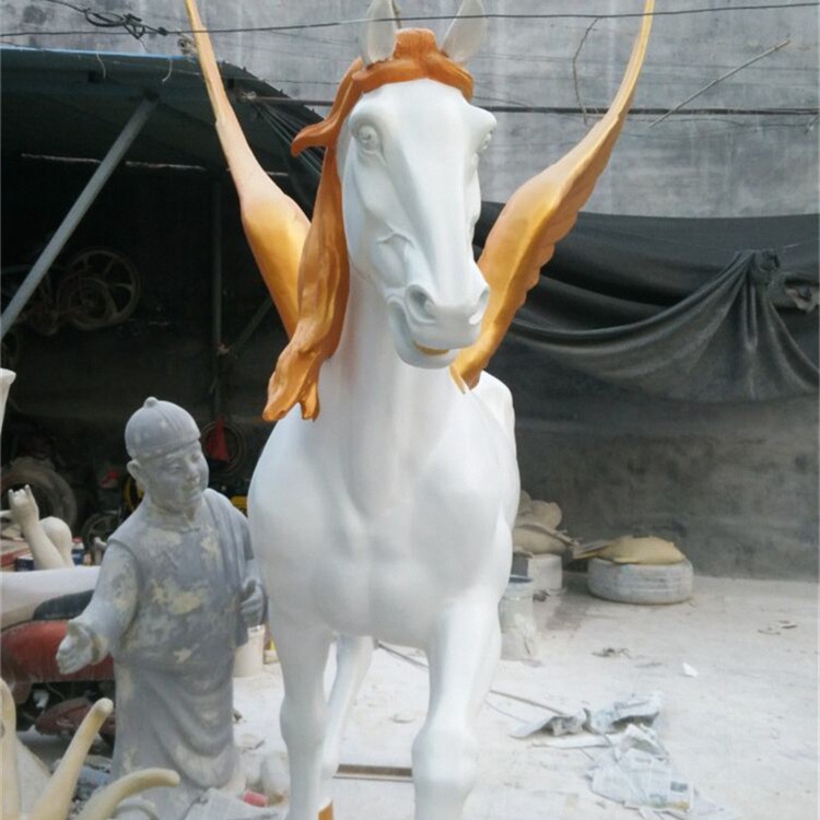 彩绘玻璃钢马雕塑定制,仿真动物雕塑