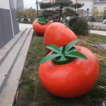 山东户外玻璃钢柿子雕塑可按尺寸定制玻璃钢仿真水果柿子雕塑