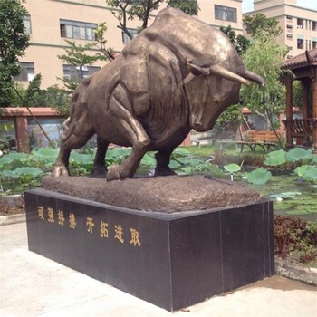 彩繪玻璃鋼牛雕塑，孺子牛雕塑