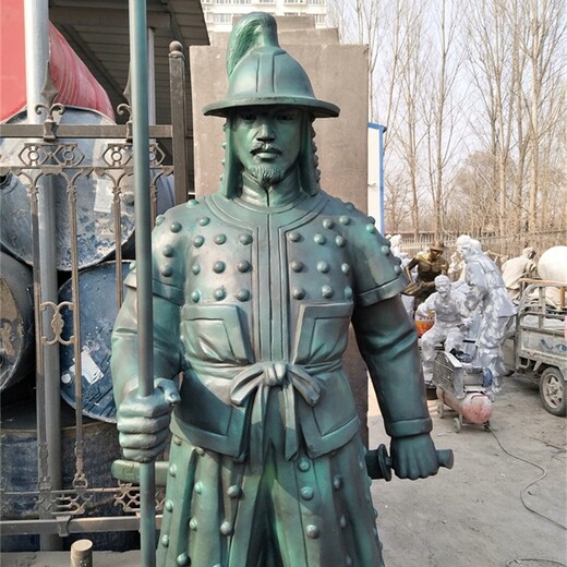 曲陽玻璃鋼古代士兵雕塑，士兵沖鋒雕塑