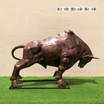 天津仿真玻璃鋼牛雕塑，開荒牛雕塑廠家