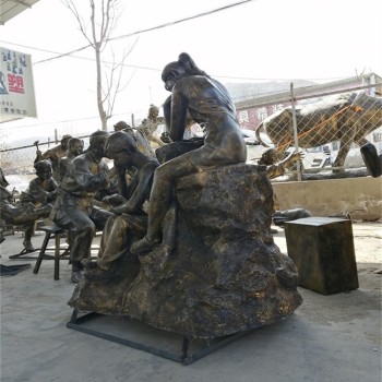 河北户外读书人物雕塑，校园文化雕塑