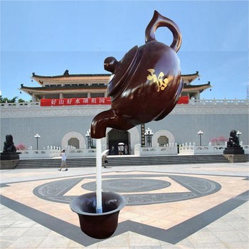 曲陽(yáng)戶外天壺雕塑，懸空茶壺,流水雕塑擺件