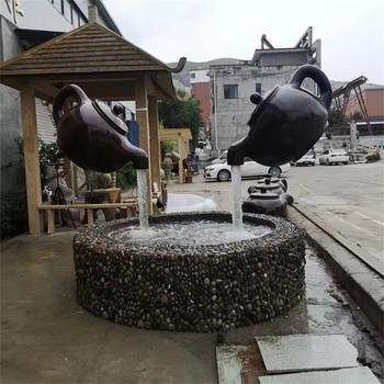曲陽(yáng)玻璃鋼天壺雕塑，懸空茶壺,流水雕塑擺件
