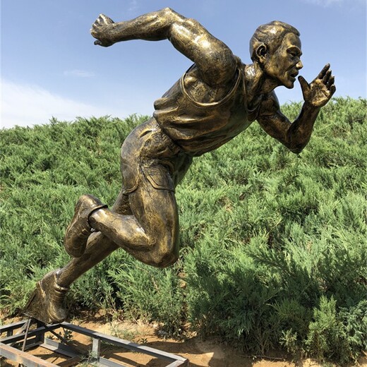 玻璃鋼仿銅運動人物雕塑定做