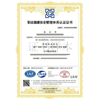 大连ISO45001认证咨询标准