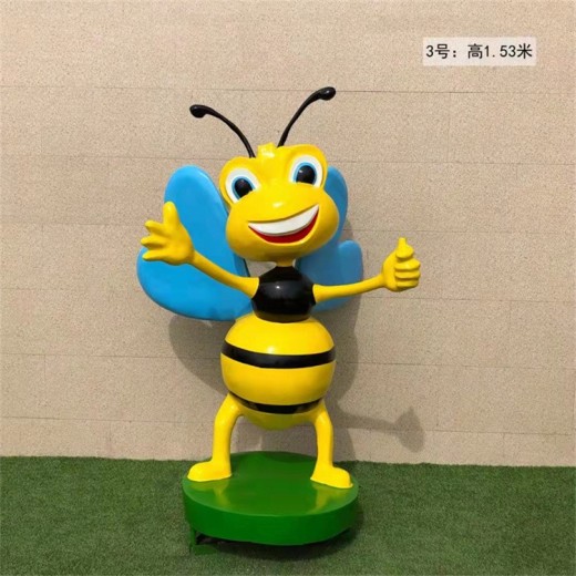 發(fā)光玻璃鋼卡通蜜蜂雕塑制作,玻璃鋼昆蟲主題雕塑