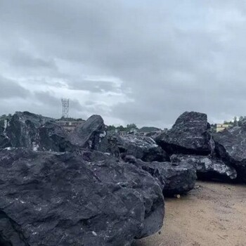 鄂爾多斯黑山石出售,踏步河道景觀黑色石頭