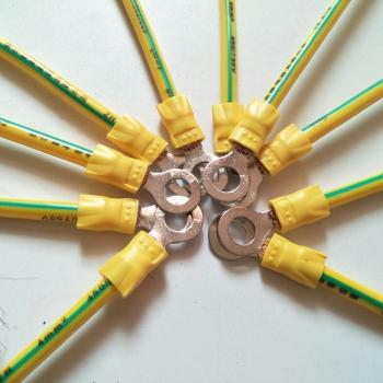 电柜黄绿双色光伏接地线软连接紫铜编织光伏组件跨接线