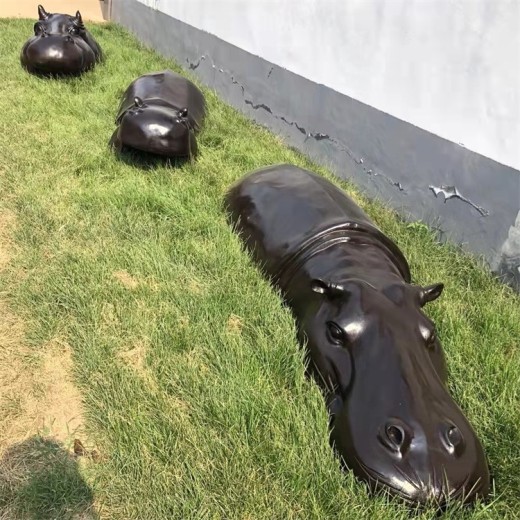 曲阳公园玻璃钢河马雕塑价格,仿真动物雕塑