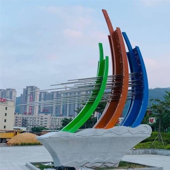 山东不锈钢帆船雕塑厂家抽象帆船雕塑
