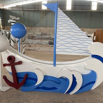 广西户外不锈钢帆船雕塑设计抽象帆船雕塑