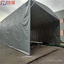 太倉(cāng)萬(wàn)向輪推拉鋼架雨棚,廠區(qū)空地囤貨防雨棚門店