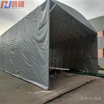 太倉萬(wàn)向輪推拉鋼架雨棚,廠(chǎng)區空地囤貨防雨棚門(mén)店