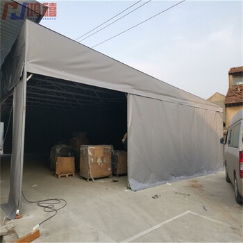 錦溪大型伸縮雨棚-附近鋼管架帶車輪推拉雨棚廠家