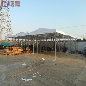 錦溪大型伸縮雨棚-附近鋼管架帶車輪推拉雨棚廠家