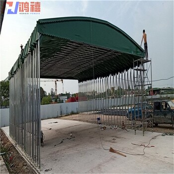 玉山大型伸縮雨棚-昆山鋼管架帶車輪推拉雨棚安裝
