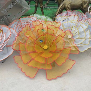 北京发光不锈钢抽象花朵雕塑加工定制