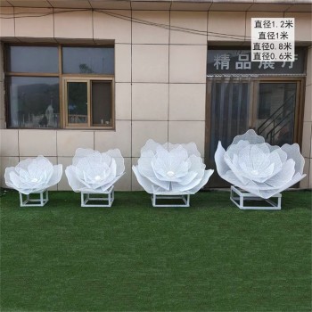 北京发光不锈钢抽象花朵雕塑加工定制