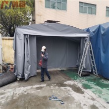 徐霞客镀锌管带轮推拉式油布雨棚-江阴移动帐篷厂图片