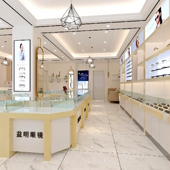 快時尚眼鏡展柜制作廠家校園眼鏡店裝修效果圖柜臺定做