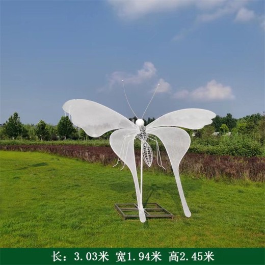 镂空发光蝴蝶雕塑不锈钢发光动物雕塑生产厂家