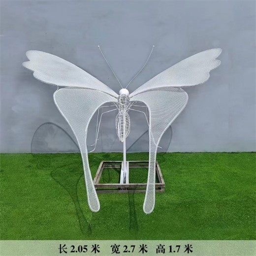 不锈钢蝴蝶雕塑镂空发光昆虫雕塑景观摆件