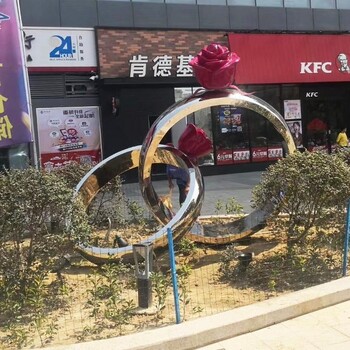 曲陽縣景區不銹鋼戒指雕塑加工,玫瑰花戒指雕塑