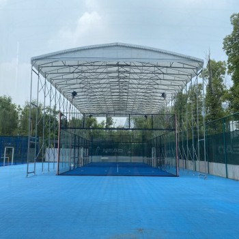 迪庆球场活动雨棚交叉架连接,大型电动轨道防雨棚