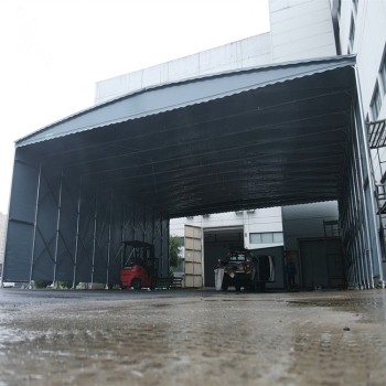 神农架大型仓库棚安装设计方案,悬空轨道式雨棚