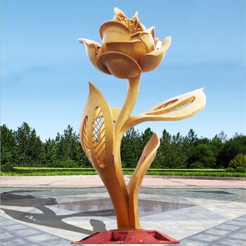 商場不銹鋼玫瑰花雕塑制作