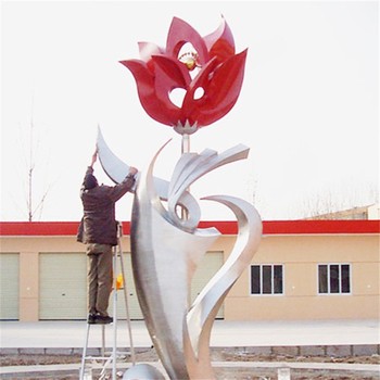 商場不銹鋼玫瑰花雕塑制作