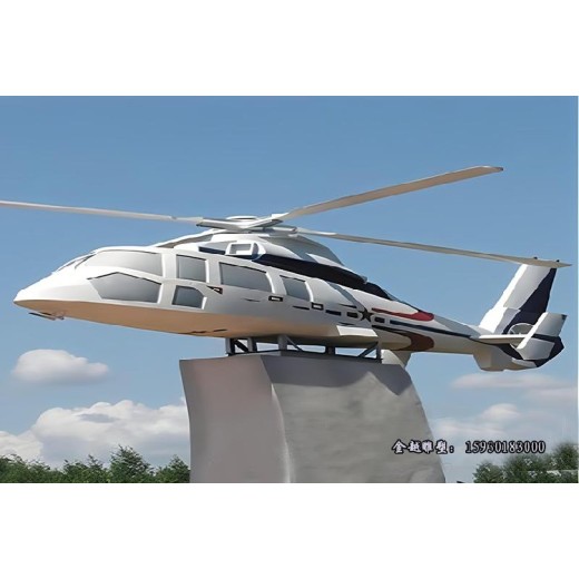 仿真不锈钢飞机雕塑武装直升机雕塑价格金越雕塑