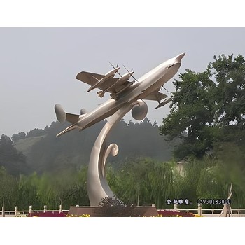 不銹鋼抽象飛機(jī)雕塑客機(jī)雕塑圖片金越雕塑