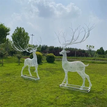 不銹鋼動物鹿雕塑定制