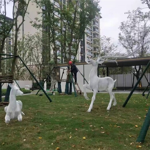 鋼絲鹿雕塑不銹鋼鹿雕塑設計制作安裝