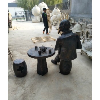 茶陵玻璃钢卡通雕塑，铸铜茶文化雕塑