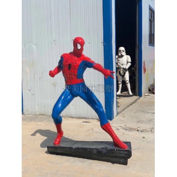玻璃钢蜘蛛侠雕塑订做，玻璃钢蜘蛛侠雕塑