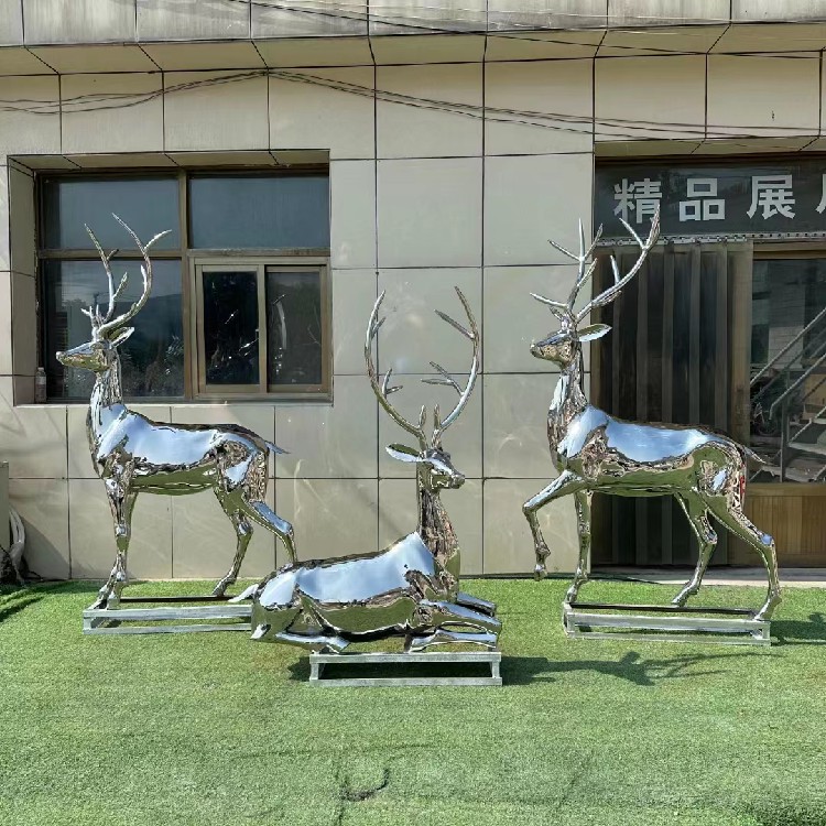 小区不锈钢鹿雕塑定制