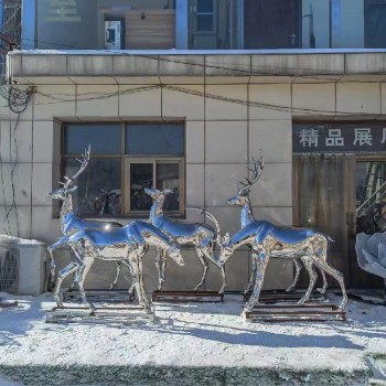 安徽不锈钢鹿雕塑制作厂家内蒙古户外不锈钢鹿雕塑