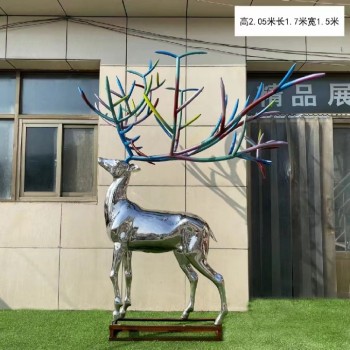 地产景观不锈钢鹿雕塑定制厂家北京园林不锈钢鹿雕塑