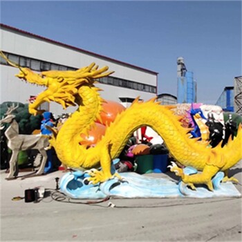 玻璃鋼二龍戲珠雕塑園林景觀動物雕塑定制