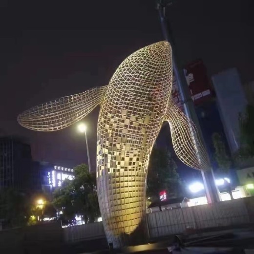上海发光不锈钢镂空鲸鱼雕塑标准