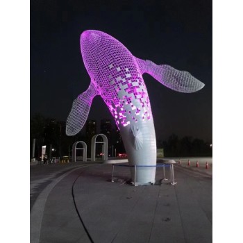 黑龙江户外不锈钢镂空鲸鱼雕塑景观小品云南不锈钢镂空鲸鱼雕塑