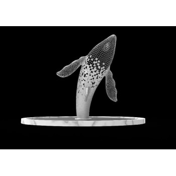 河南钢丝编制镂空海豚不锈钢鲸鱼雕塑安装