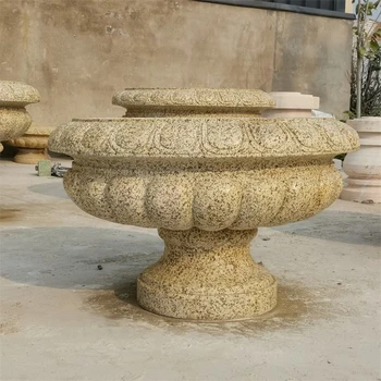 芝麻灰歐式石雕花缽定做
