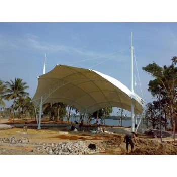 湖南PTFE膜结构舞台白色风帆膜钢架棚